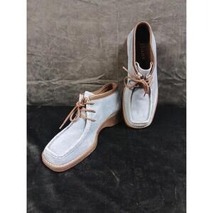 VTG Bass Toren Suede/Leather Blue  Wedge COMFORT Ankle Boot-BRAZIL- Women 6.5M